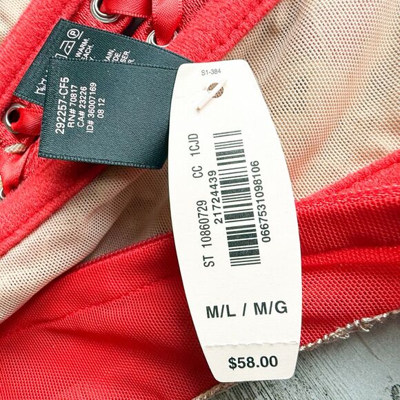 NEW Victoria's Secret Women's M/L Very Sexy Red Waist Cincher Corset Garter Lace - Picture 10 of 12